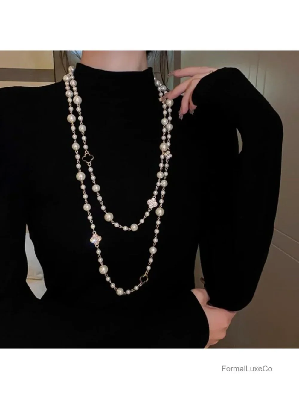 Layered Pearl Necklace for Women Vintage Double Strand Wedding Jewelry